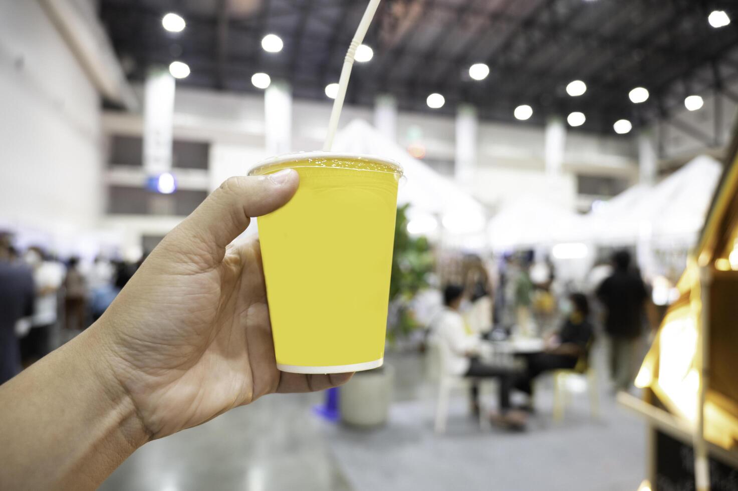 Yellow mock up paper mug photo