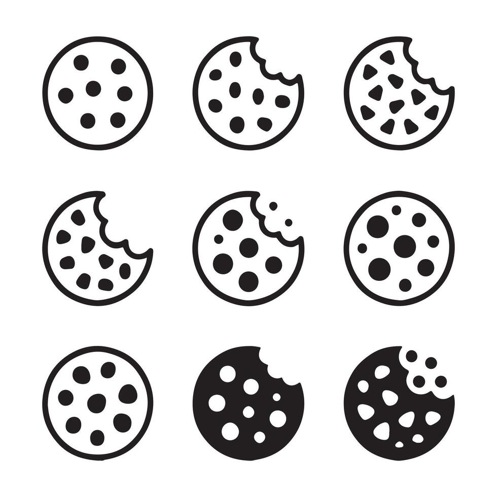 Cookies Icon Set for Food Apps, Recipe Blogs, and Labels vector