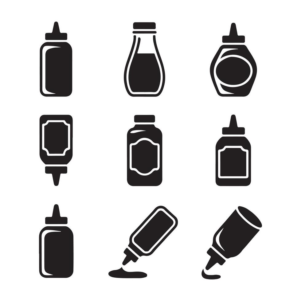 Minimalist Ketchup Dispenser Icons for Food Projects vector
