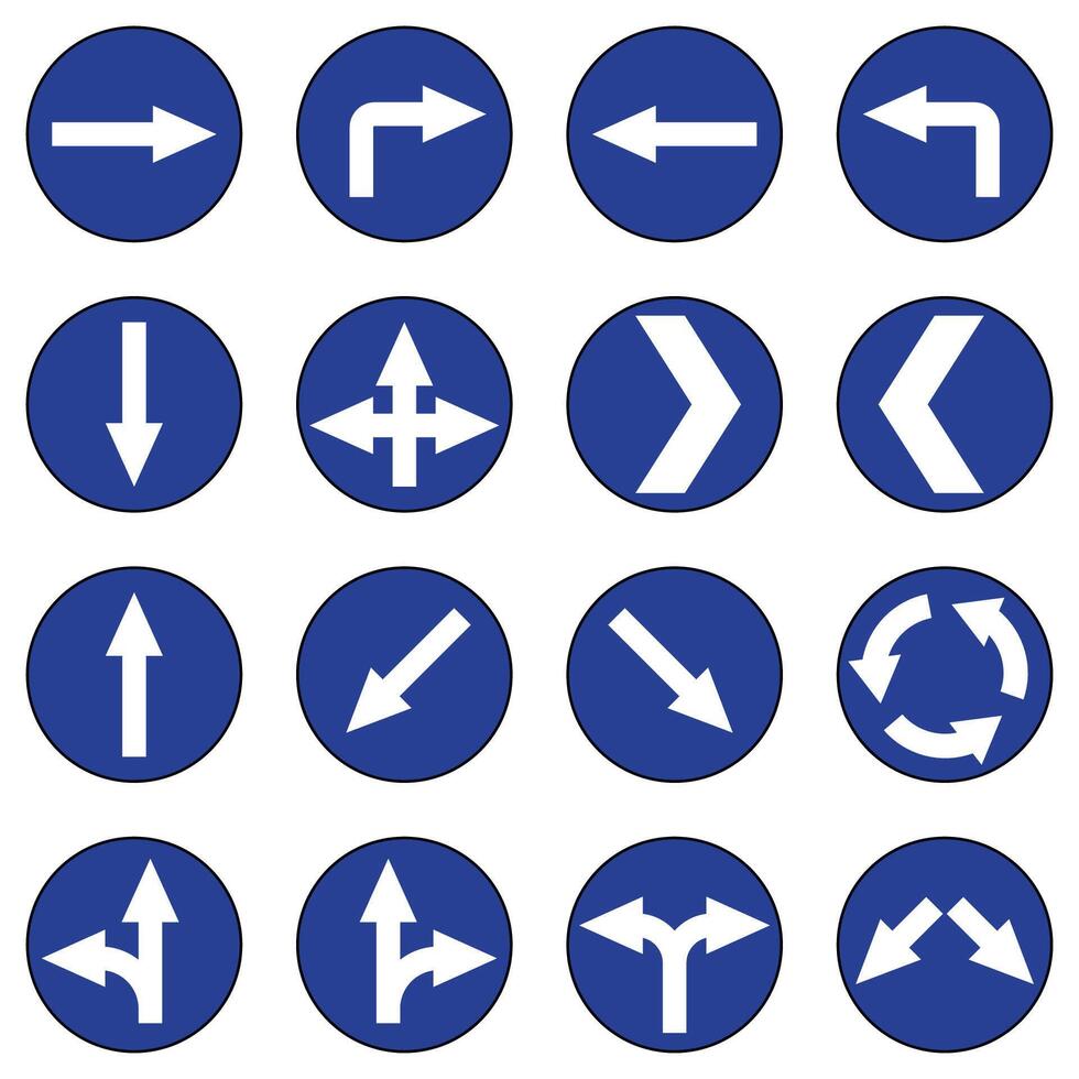 Mandatory direction road signs vector