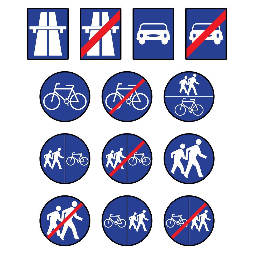 Mixed prohibition and guidance signs vector