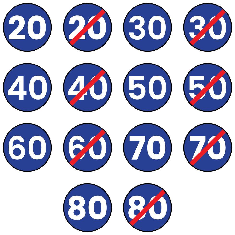 Minimum speed limit and end of minimum speed limit signs vector