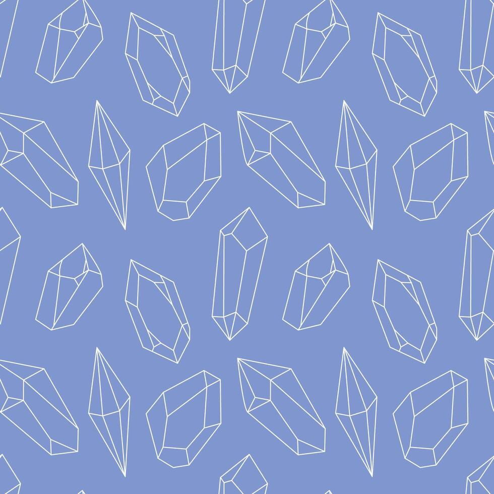 Seamless crystal pattern, minimalist design with different shaped gems. Linear pattern vector