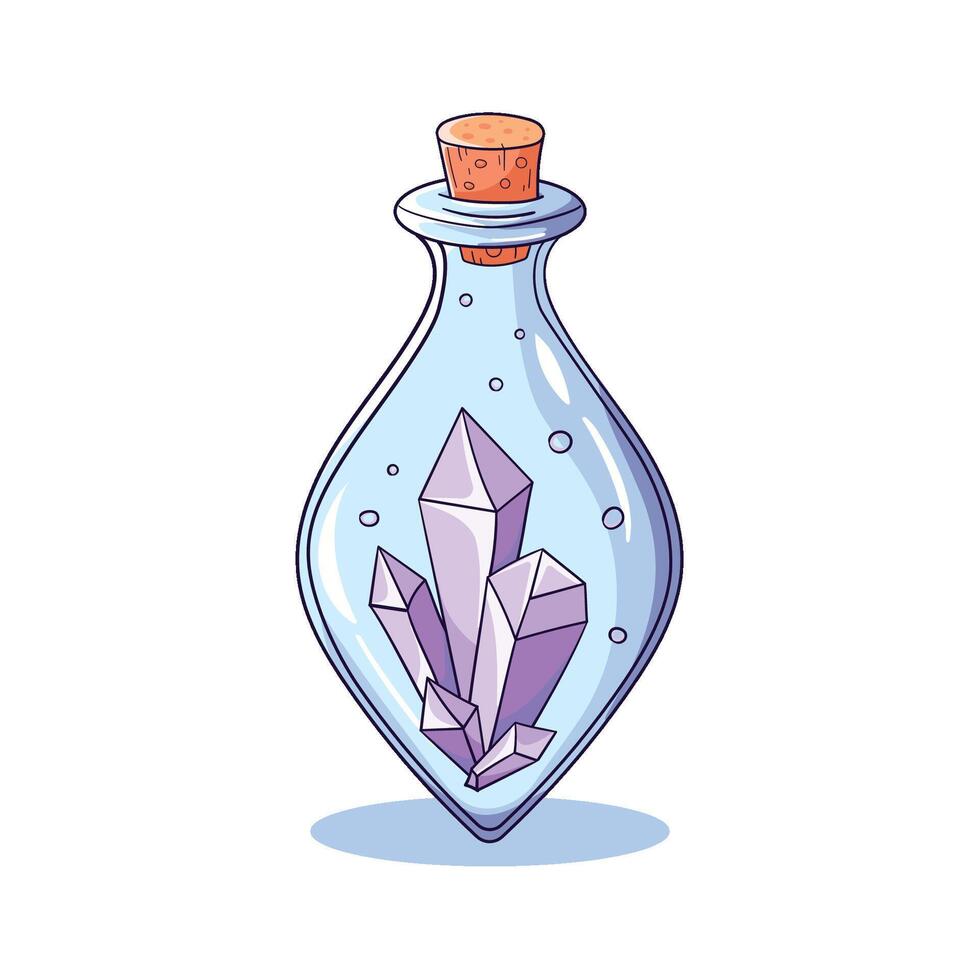 Glass bottle with crystals inside vector