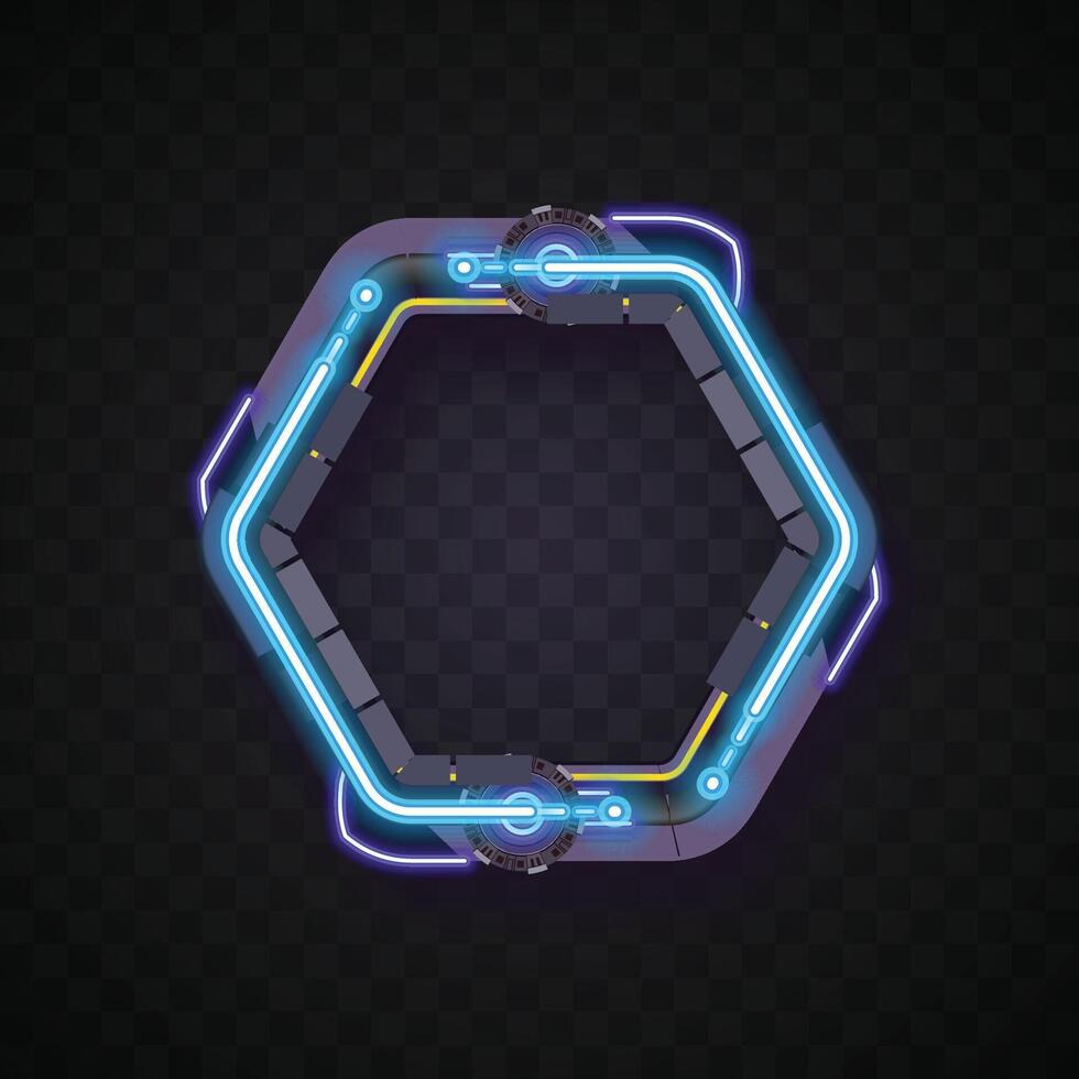 Futuristic hexagonal neon frame vector
