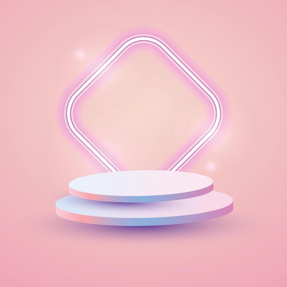 Showcase stand with neon lighting vector