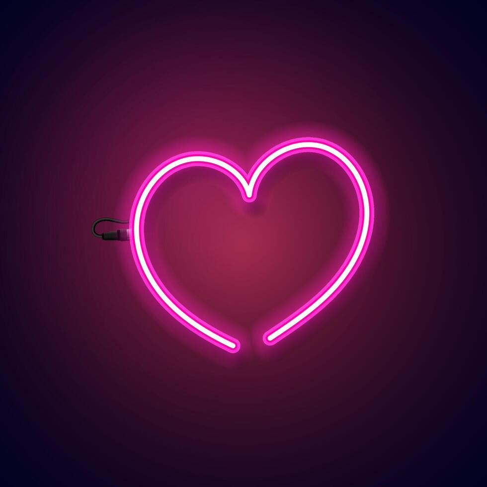 Love neon sign. Abstract pink heart neon. vector