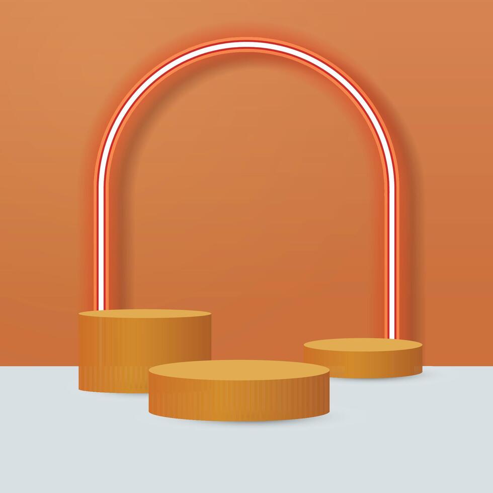 Product presentation, mock up, show cosmetic product, Podium, stage pedestal or platform. Orange background. vector