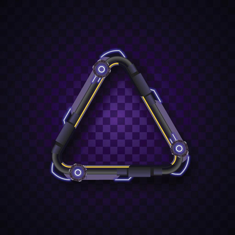 Purple triangle banner on dark background. Futuristic banner set. vector