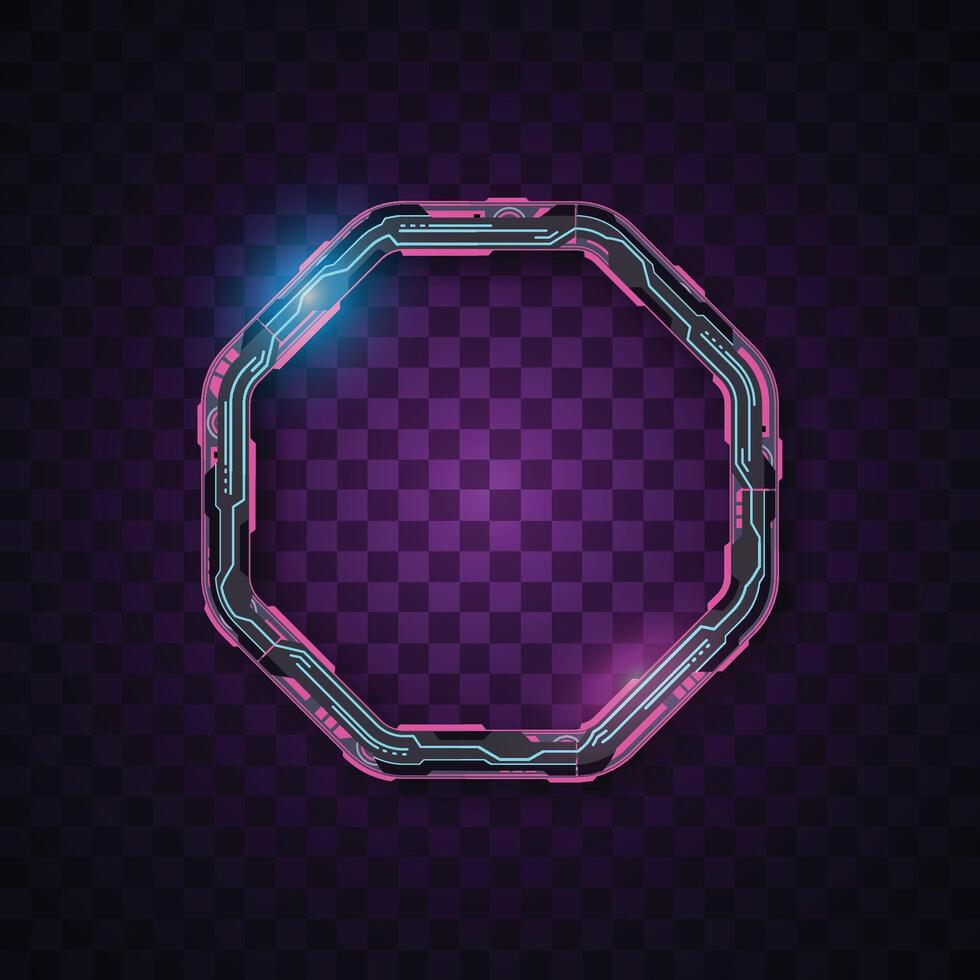 Octagon banner. Futuristic banner. Pink and blue technology banner. vector