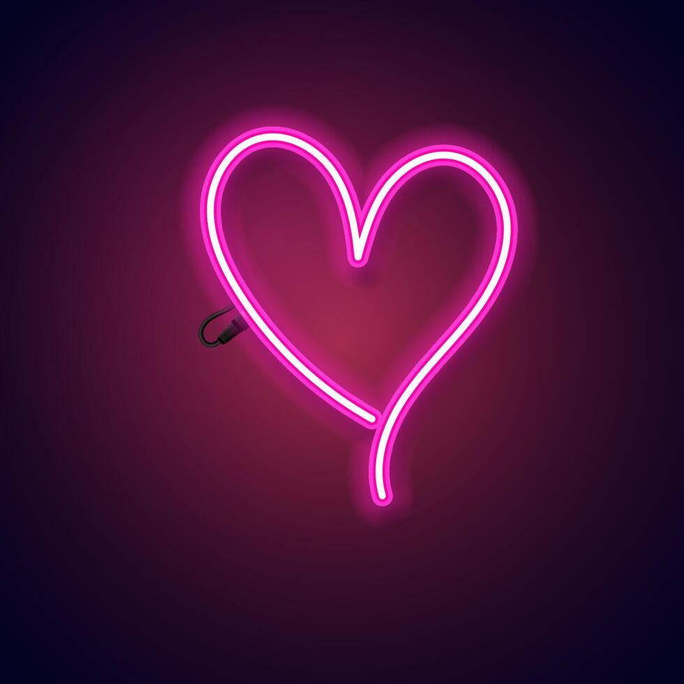 love neon sign. Pink heart neon. vector