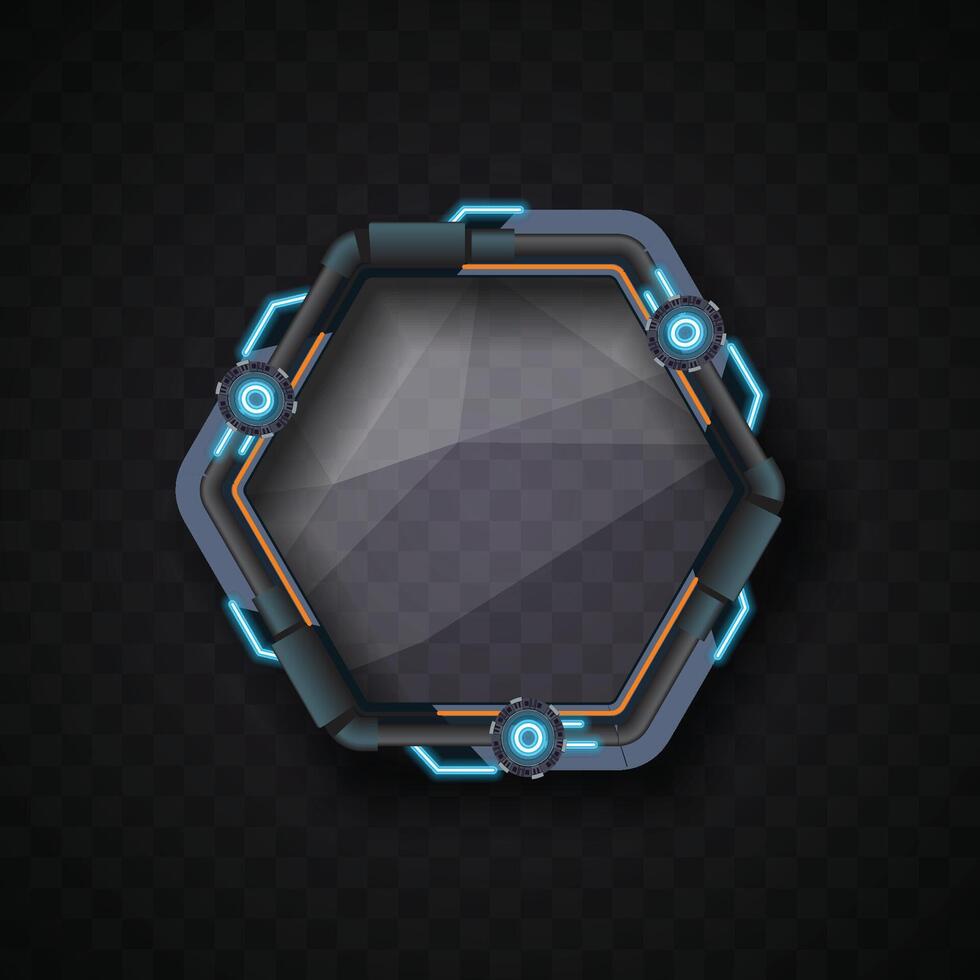 Blue hexagonal banner on dark background. Simple banner. Futuristic banner. vector