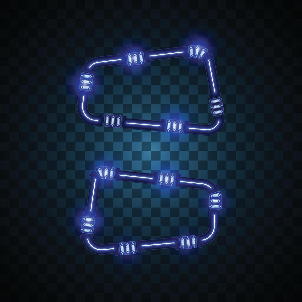 Blue abstract banner set. Neon banner. vector