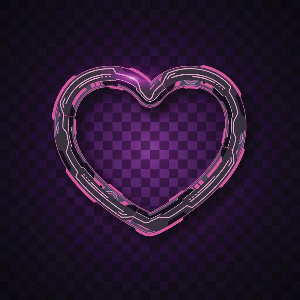 Heart banner. Futuristic banner. Pink and black technology banner. vector