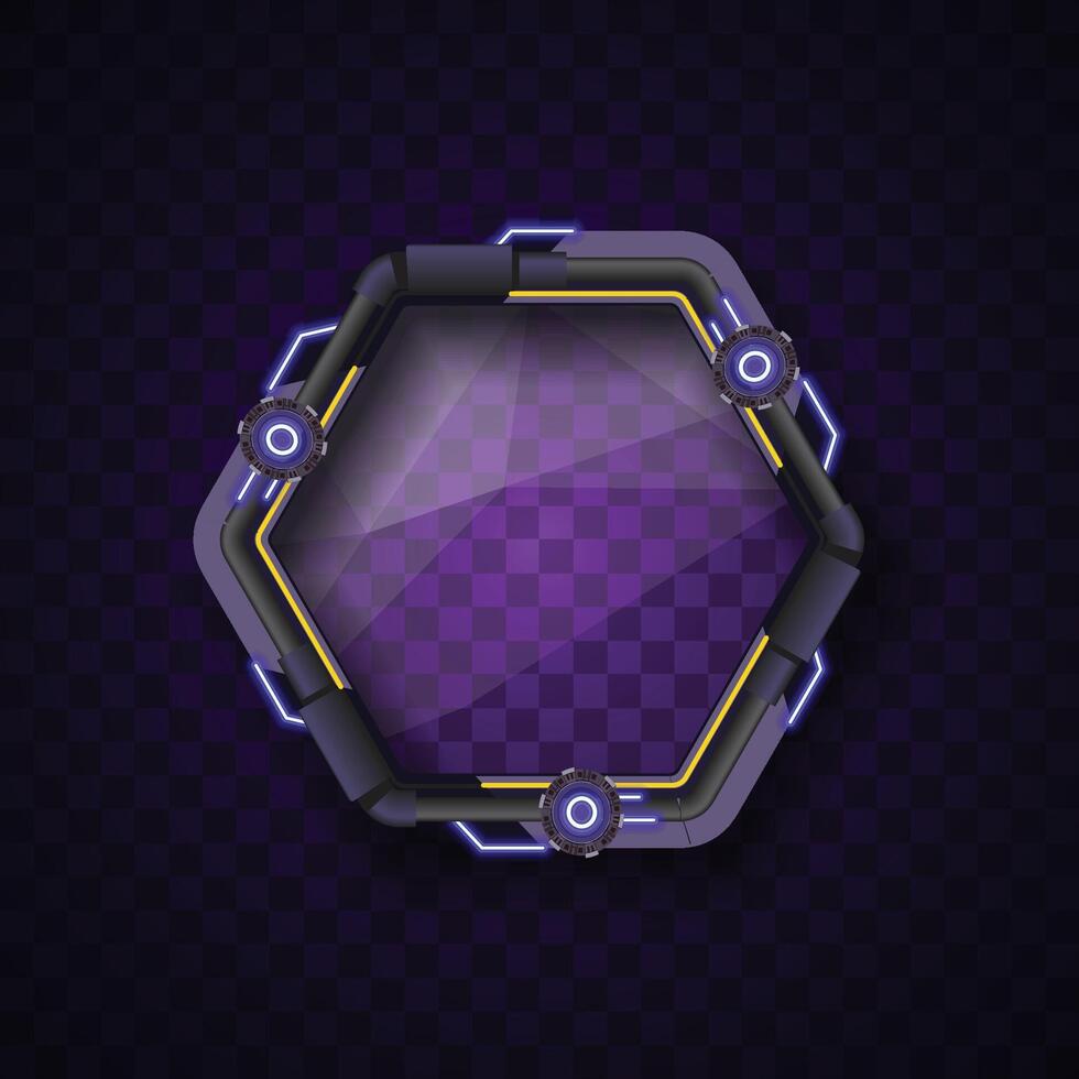 Purple hexagon banner on dark background. Simple banner. Futuristic banner. vector