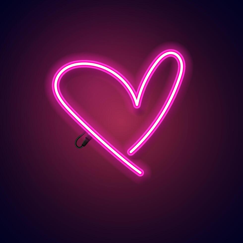 Love neon sign. Abstract heart neon. vector