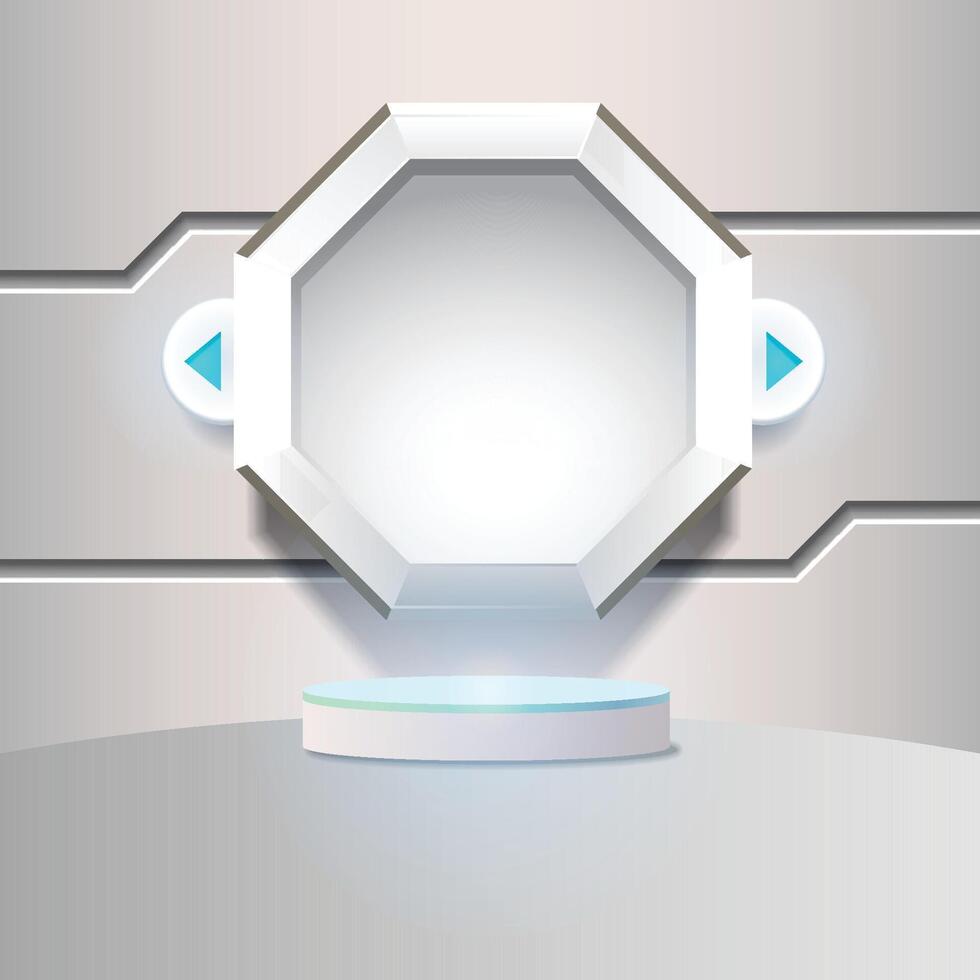 Octagon banner. Technology simple banner. Futuristic banner. vector