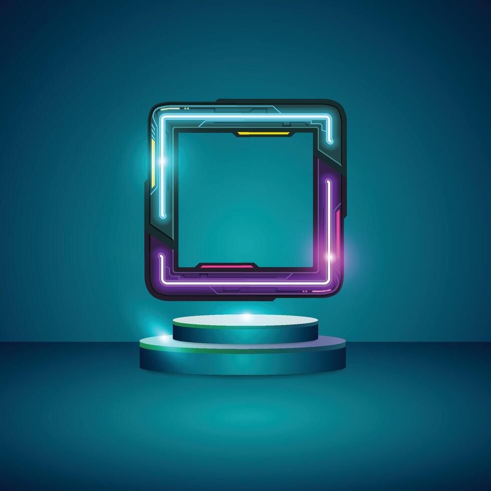Square technology banner. Futuristic banner. vector