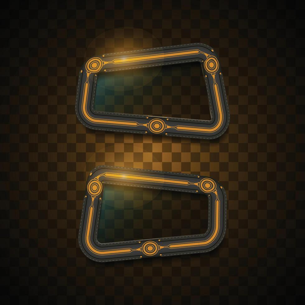 Futuristic Neon Orange HUD Frame Banner on Dark Background vector