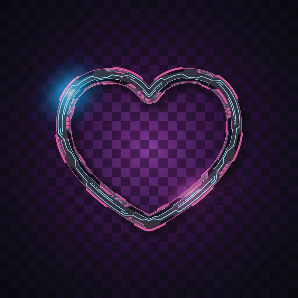 Heart banner. Futuristic banner. Pink and blue technology banner. vector