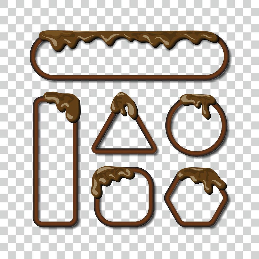 Melted chocolate banner set. vector