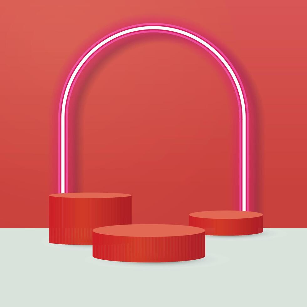 Product presentation, show cosmetic product, Podium, stage pedestal or platform. Red background vector