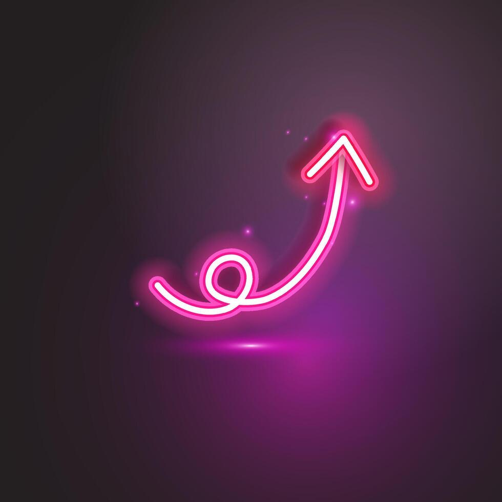 Pink arrow neon sign on dark background. Pink neon. vector