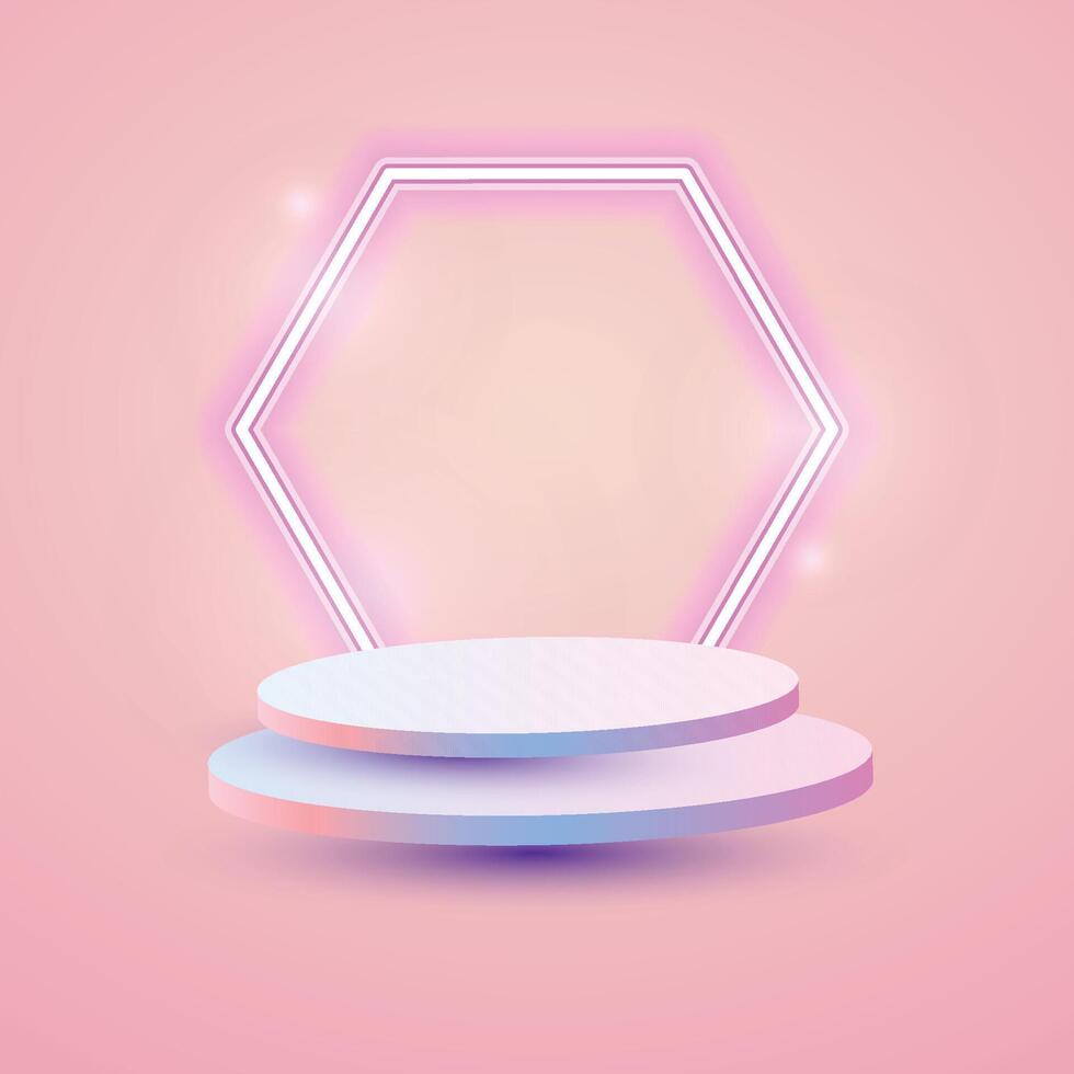 Product presentation, mock up, show cosmetic product, Hexagon podium, stage pedestal or platform. illustration vector