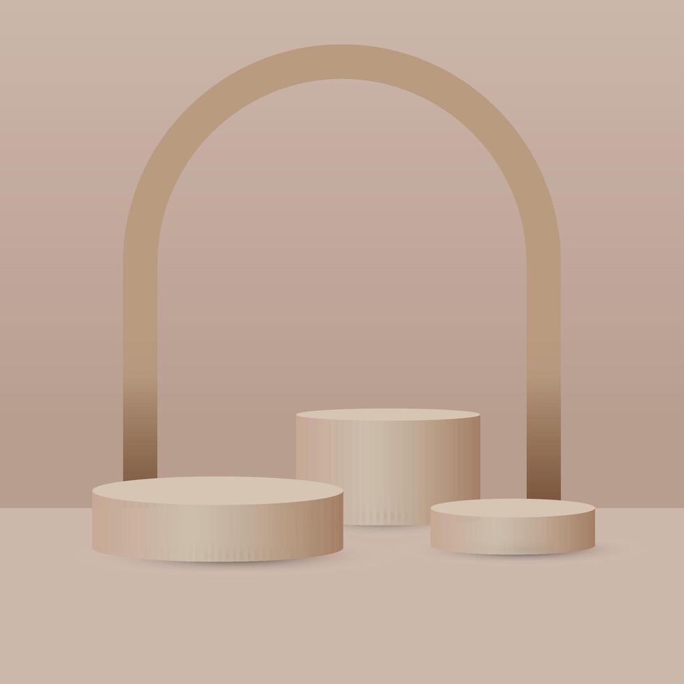 Product presentation, show cosmetic product, Podium, stage pedestal or platform. Brown background. vector
