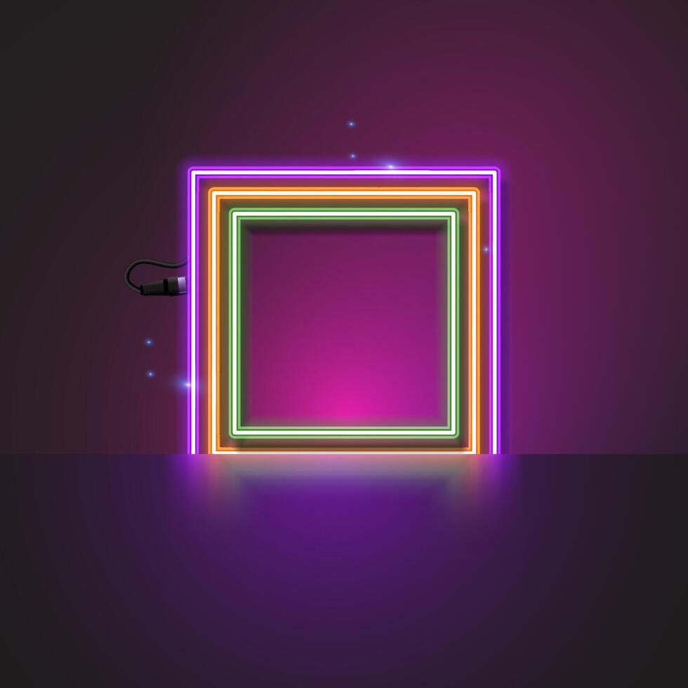 neon banner. Square banner. vector