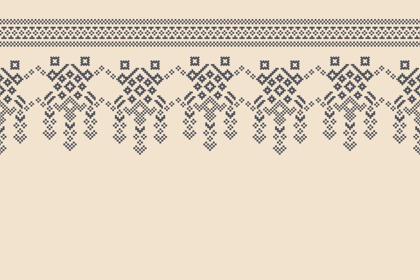 Ethnic pattern with cream brown color background decoration art. vector