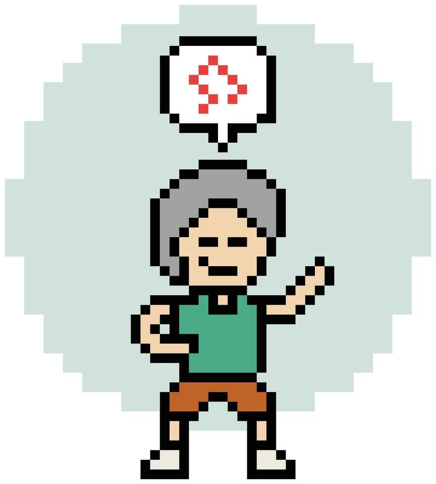 8 bit dance exercise gym music man male boy decor. vector