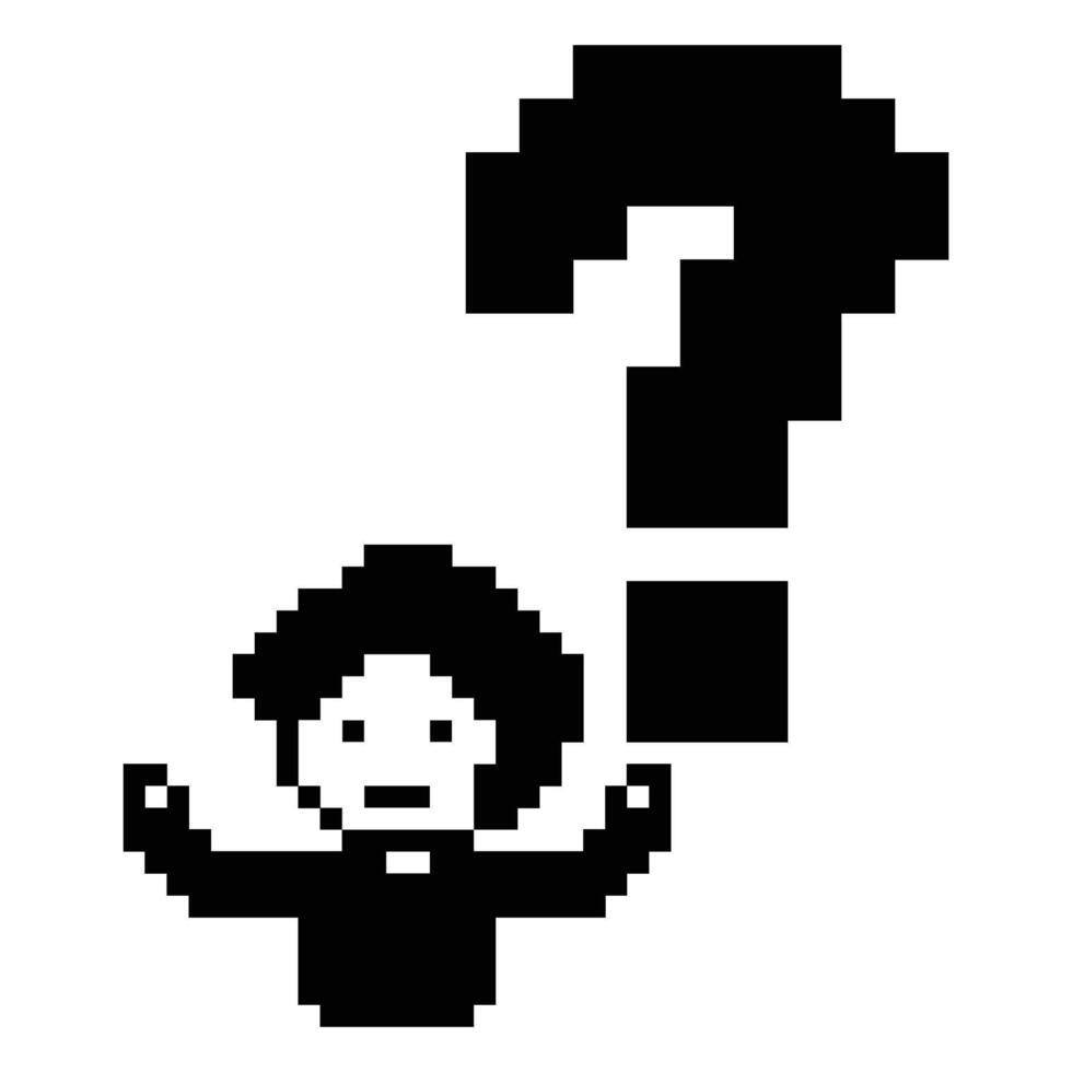 Design of question mark confuse question concept man male 8bit . vector