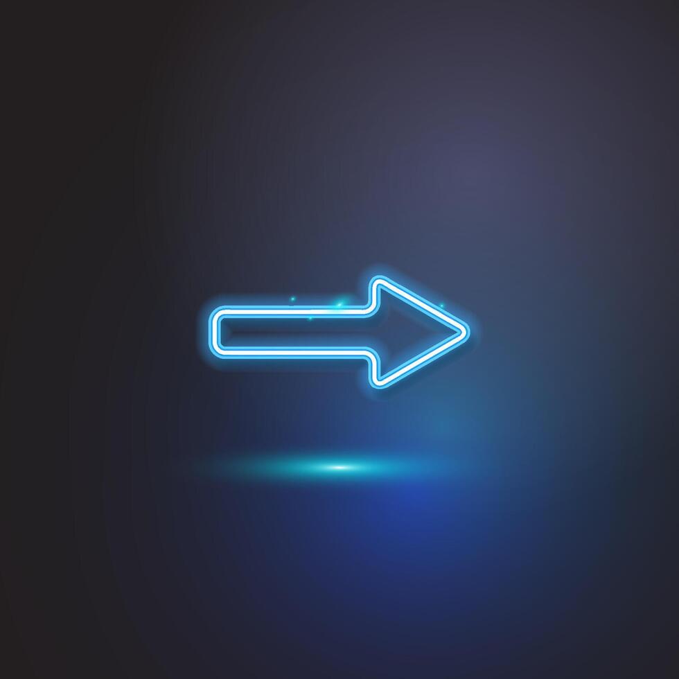 Neon blue right arrow graphic vector