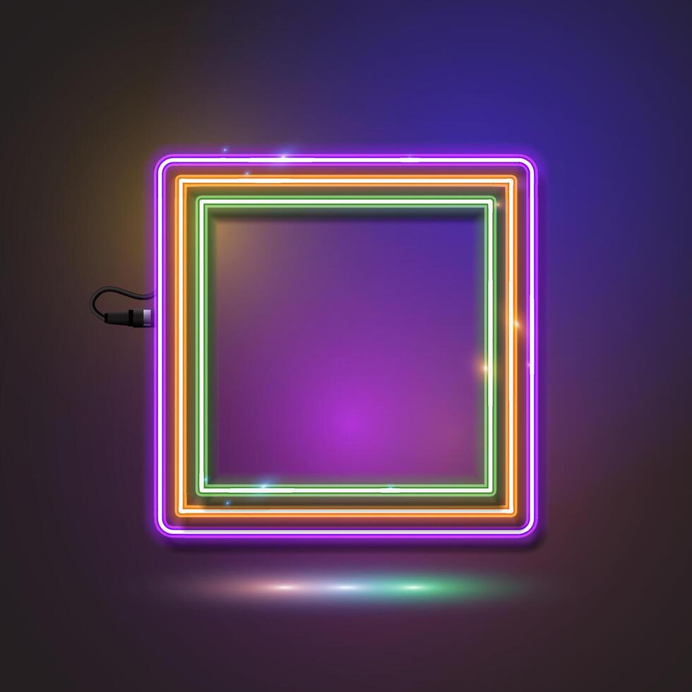 Colorful neon frame design vector