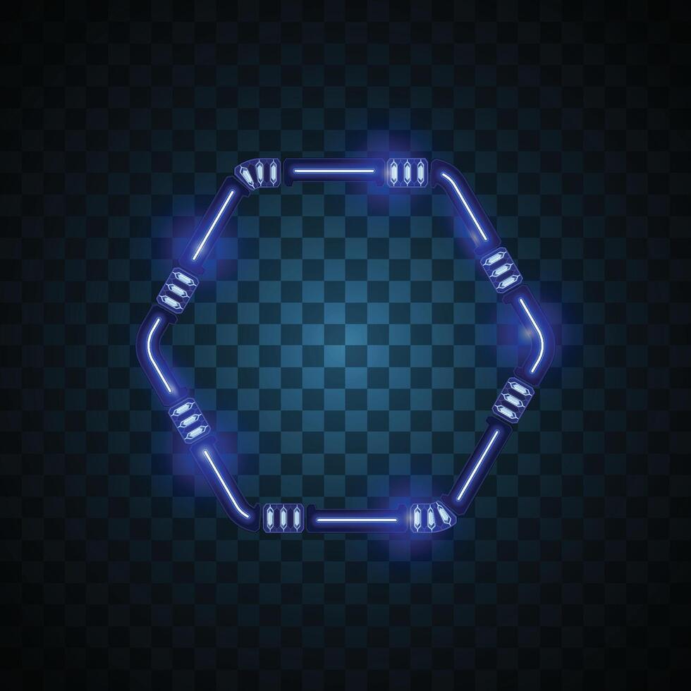 Neon octagonal frame design vector