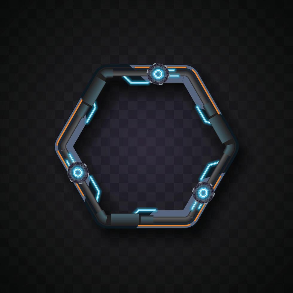 Futuristic hexagonal neon frame vector