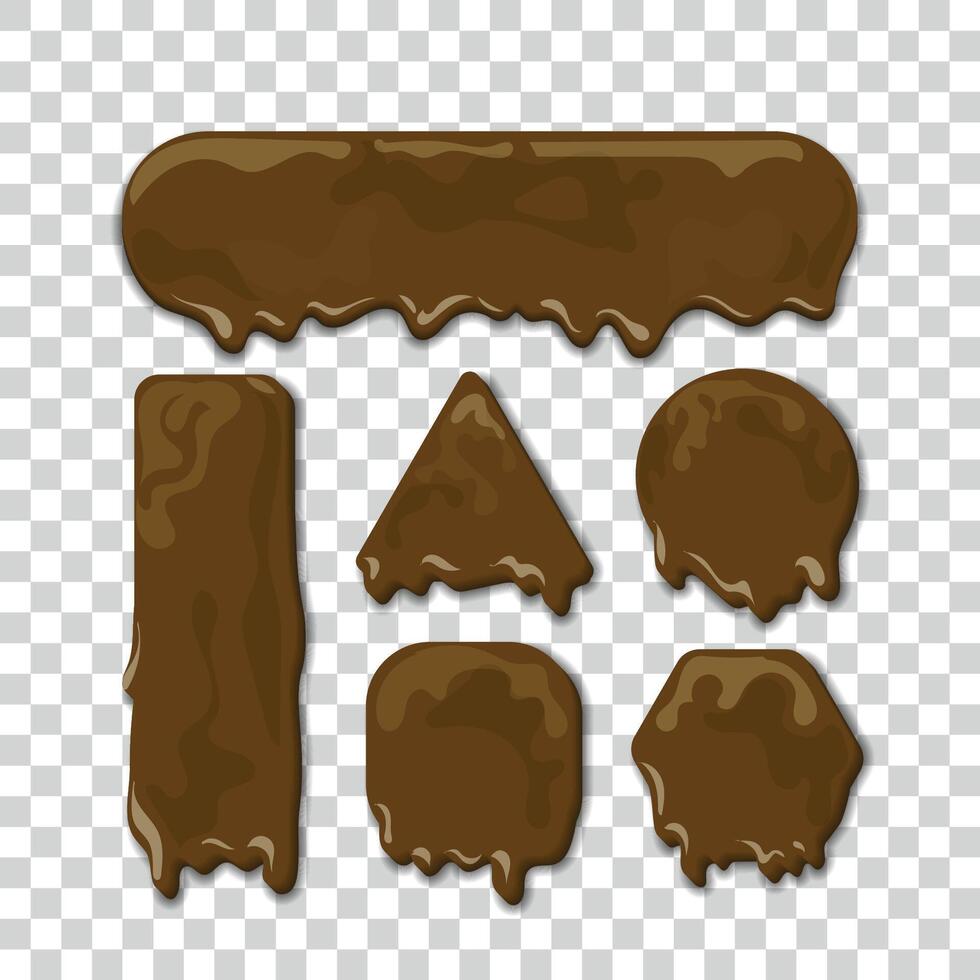 Full melted chocolate banner set. vector