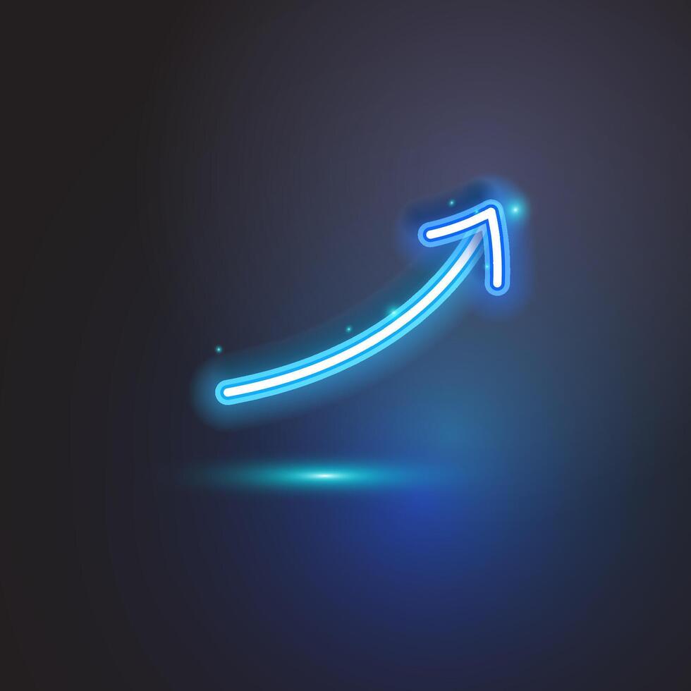 Blue arrow neon on dark background. vector