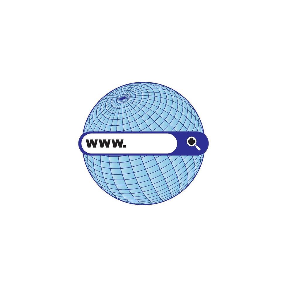 A blue globe with a search button on it vector