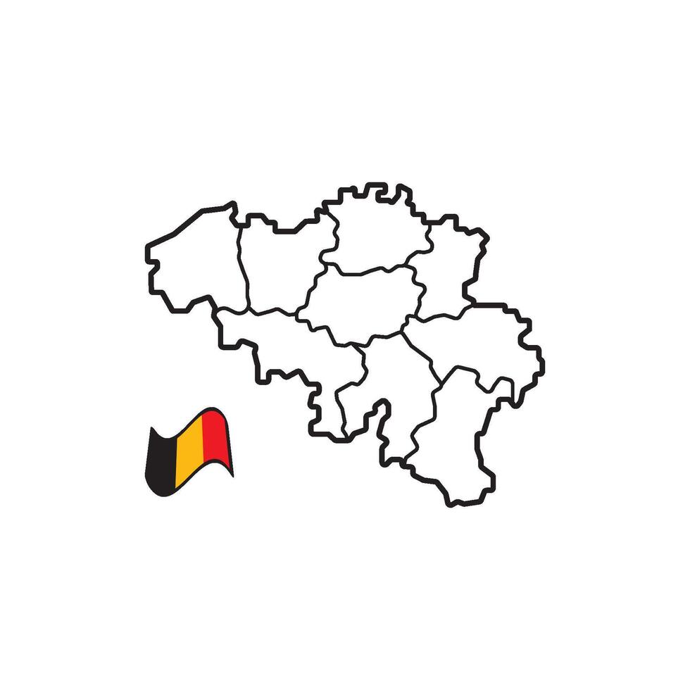 Map of belgium with flag illustration vector