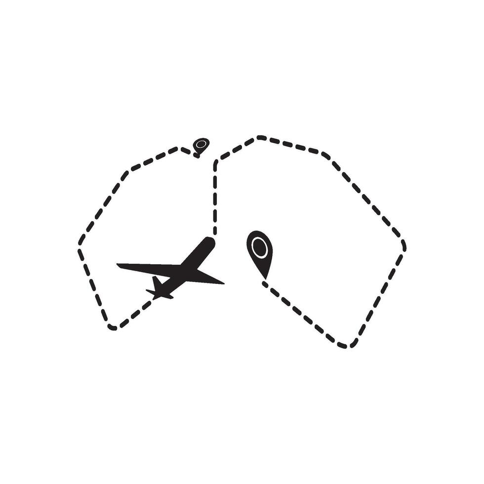 A plane is flying over a map with a pin design vector