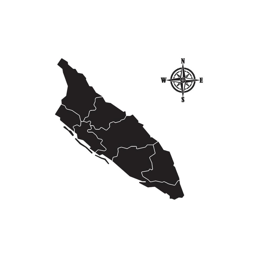 A black map of croatia with a compass vector