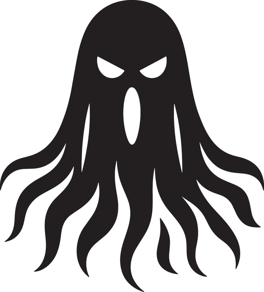flying ghost silhouette art design like octopus vector