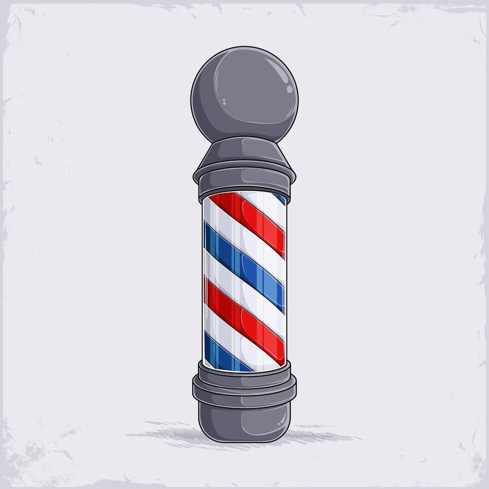 Hand drawn barbers pole sign, classic, iconic barbershop representation and sign of barbershop place vector