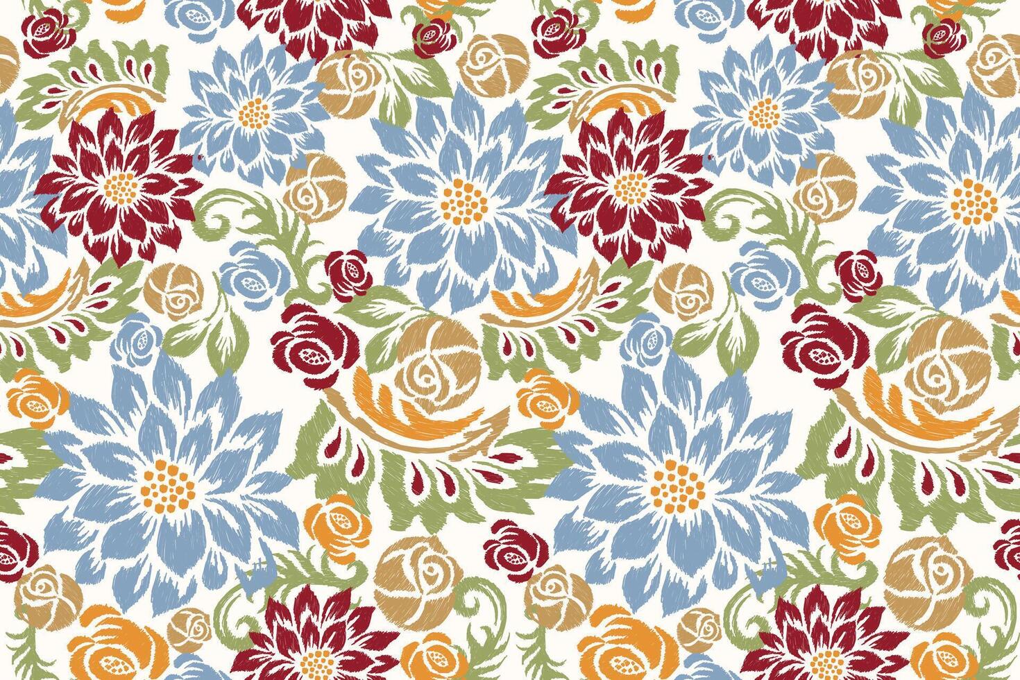 Colorful floral textile pattern design vector