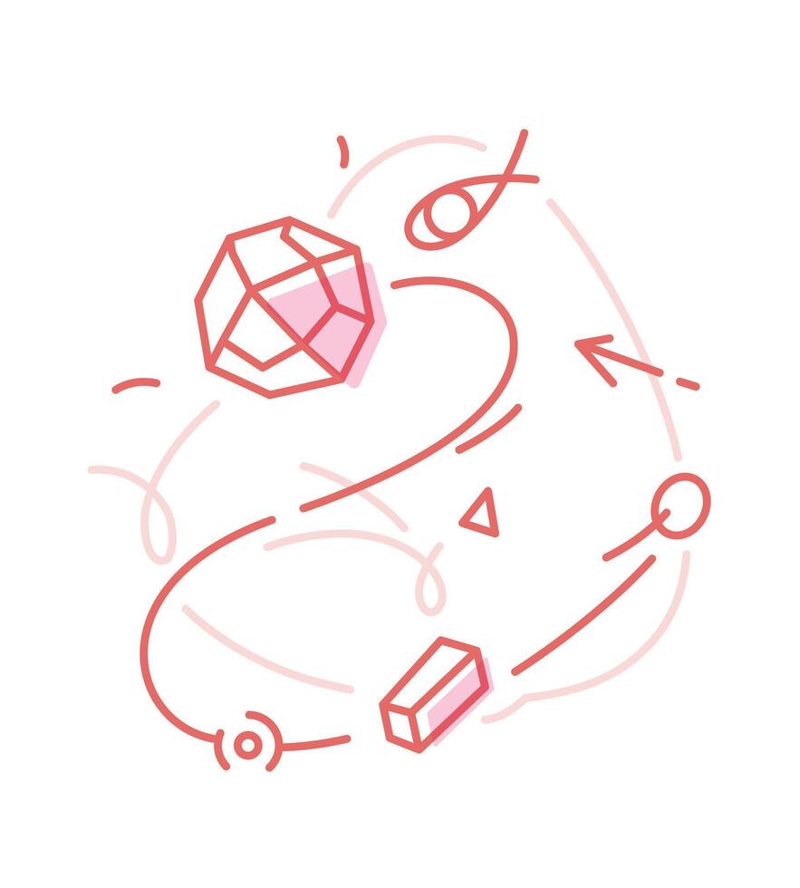 Illustration of linear geometric shapes. . Abstract composition. Images for the background. Background for design projects. vector