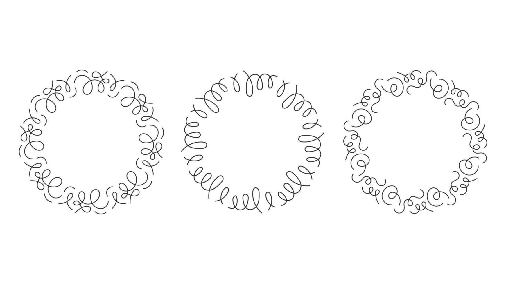 Curly Circular Frames Set vector