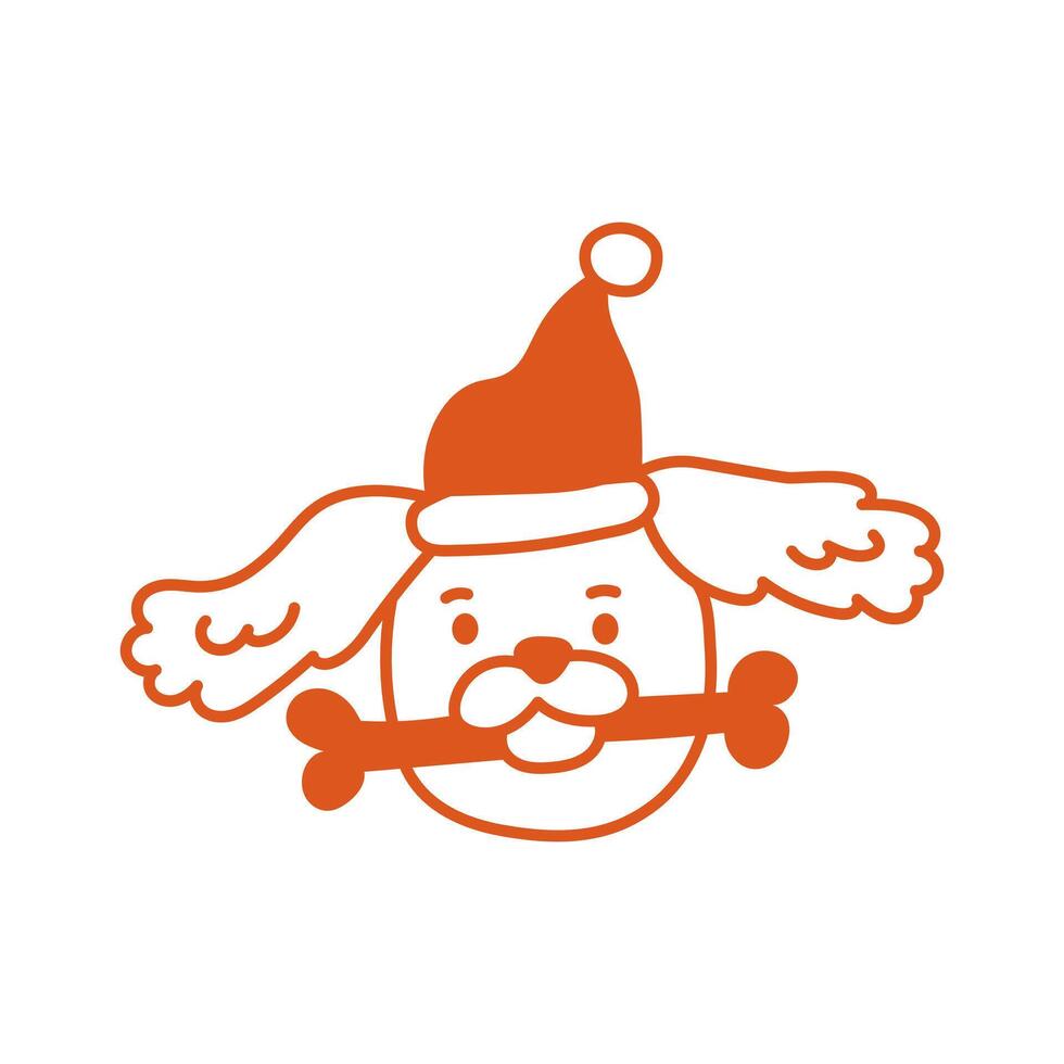 Santa Dog with Bone in Mouth vector