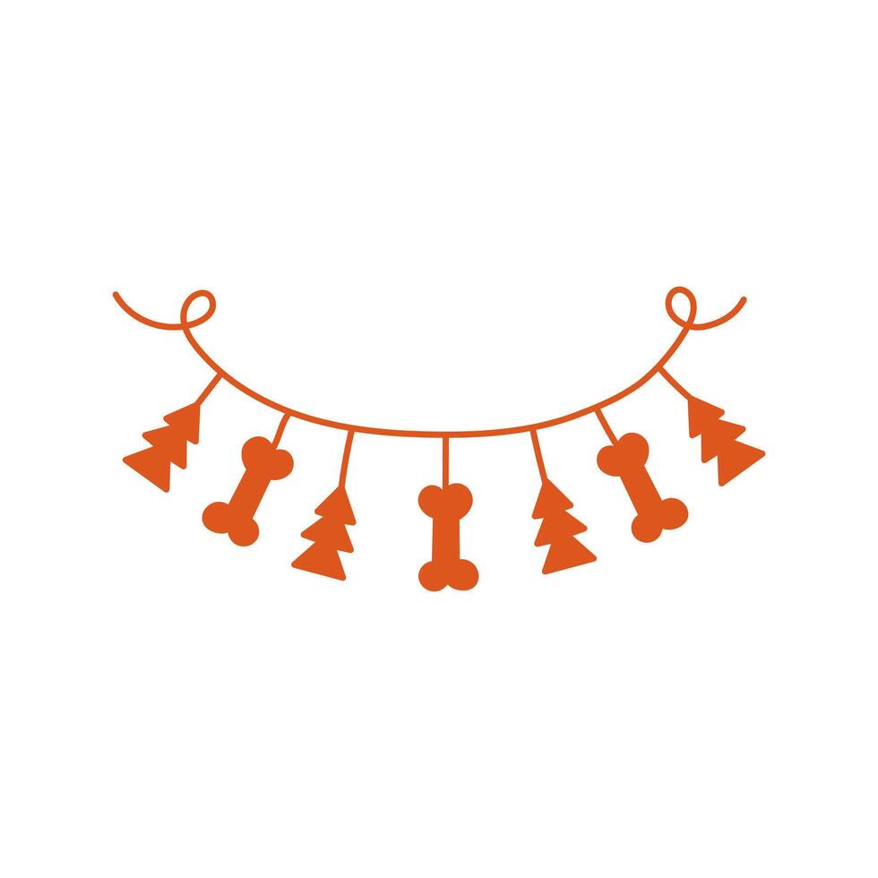 Christmas Garland with Bones vector